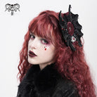 DEVIL FASHION Women's Gothic Bat Rose Cross Hair Clip Badge Holder