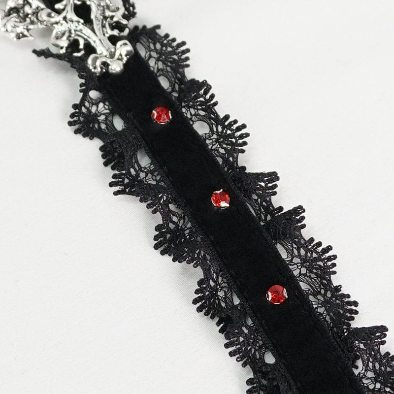 DEVIL FASHION Women's Gothic Beaded Lace Hem Necklace