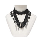 DEVIL FASHION Women's Gothic Beaded Rivets Layered Choker