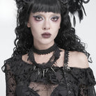 DEVIL FASHION Women's Gothic Beaded Rivets Layered Choker