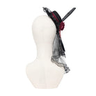 DEVIL FASHION Women's Gothic Beaded Rose Tulle Veil Mini Top Hat