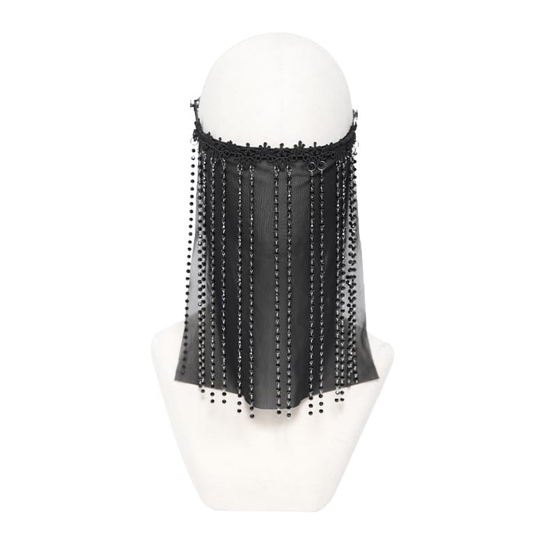 DEVIL FASHION Women's Gothic Beaded Tassels Mask