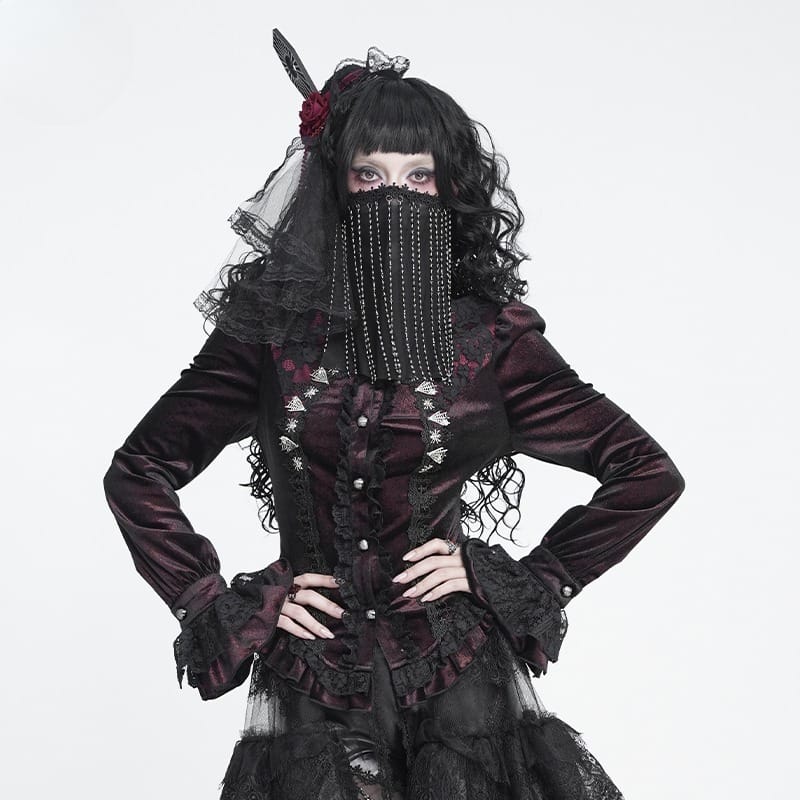 DEVIL FASHION Women's Gothic Beaded Tassels Mask