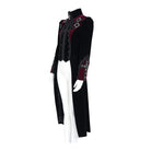 DEVIL FASHION Women's Gothic Beaded Trim Buckle Strap Zip Jacket Black
