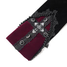 DEVIL FASHION Women's Gothic Beaded Trim Buckle Strap Zip Jacket Black