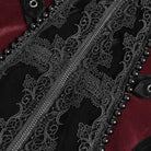 DEVIL FASHION Women's Gothic Beaded Trim Buckle Strap Zip Jacket Black