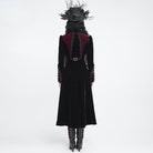 DEVIL FASHION Women's Gothic Beaded Trim Buckle Strap Zip Jacket Black