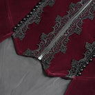 DEVIL FASHION Women's Gothic Beaded Trim Buckle Strap Zip Jacket Red