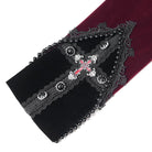 DEVIL FASHION Women's Gothic Beaded Trim Buckle Strap Zip Jacket Red