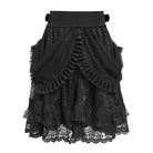 DEVIL FASHION Women's Gothic Buckle Strap Multilayer Hem Skirt Black
