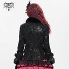 DEVIL FASHION Women's Gothic Buckle Strap Rose Floral Embroidered Coat