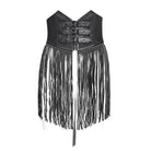 DEVIL FASHION Women's Gothic Buckle Strap Tassels Lace-up Underbust Corset