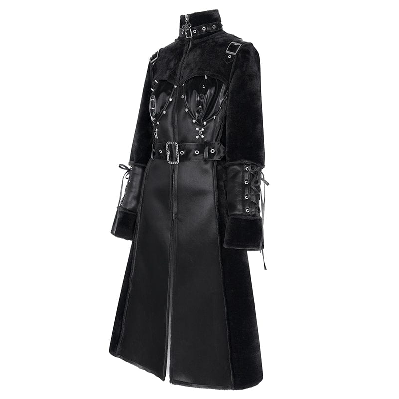 DEVIL FASHION Women's Gothic Buckle-up Studs Eyelets Coat