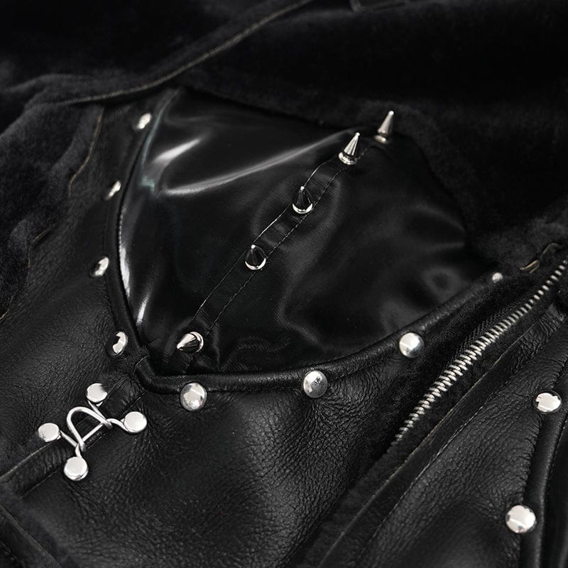 DEVIL FASHION Women's Gothic Buckle-up Studs Eyelets Coat