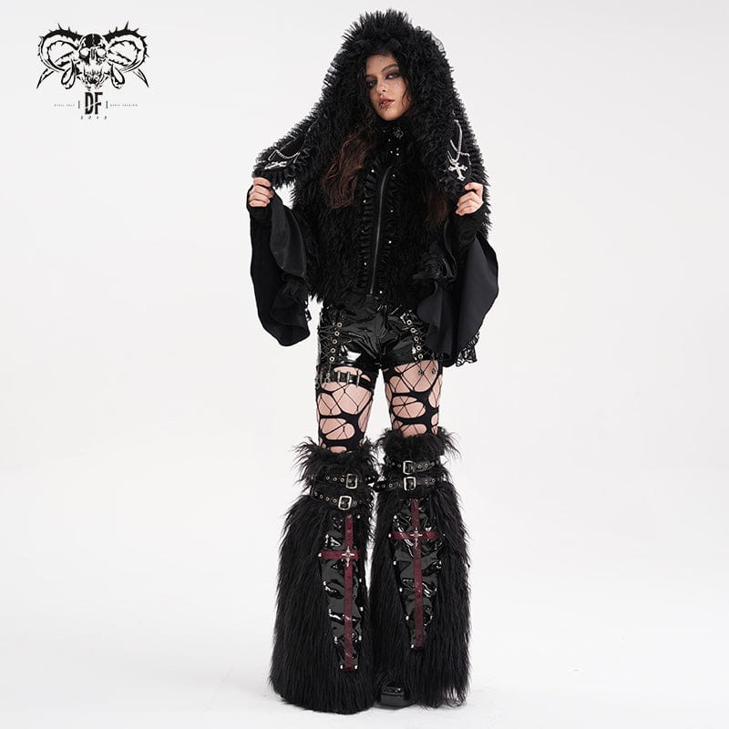 DEVIL FASHION Women's Gothic Chain Lace Jacket with Hood