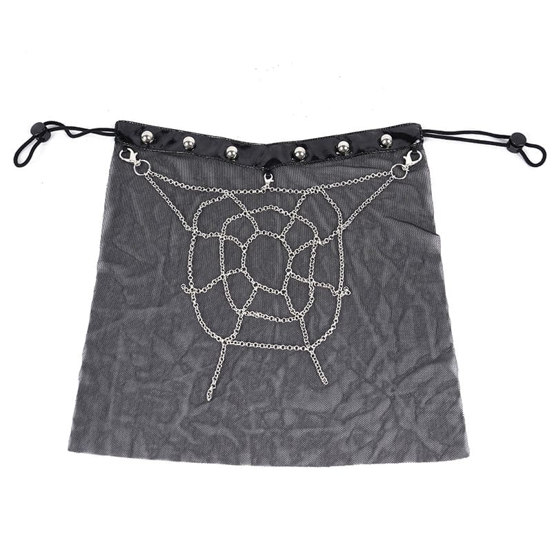 DEVIL FASHION Women's Gothic Chain Mesh Mental Beads Mask