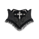 DEVIL FASHION Women's Gothic Crochet Lace-up Cross&Eyes Underbust Corset