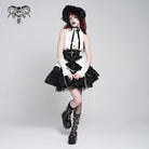 DEVIL FASHION Women's Gothic Crochet Lace-up Cross&Eyes Underbust Corset