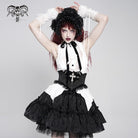 DEVIL FASHION Women's Gothic Crochet Lace-up Cross&Eyes Underbust Corset