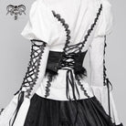 DEVIL FASHION Women's Gothic Crochet Lace-up Cross&Eyes Underbust Corset