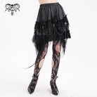 DEVIL FASHION Women's Gothic Cross Chain Lace Irregular Hem Skirt
