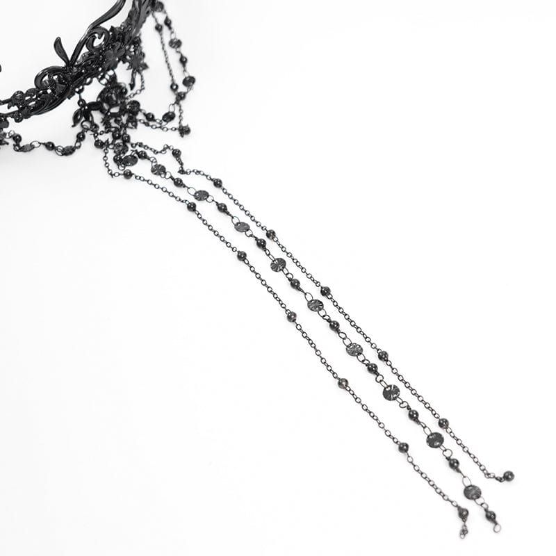 DEVIL FASHION Women's Gothic Cross Floral Beaded Headwear