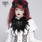 DEVIL FASHION Women's Gothic Cross Floral Crochet Feather Hair Clip Brooch Badge Holder