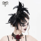 DEVIL FASHION Women's Gothic Cross Floral Crochet Feather Hair Clip Brooch Badge Holder