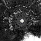 DEVIL FASHION Women's Gothic Cross Floral Crochet Feather Hair Clip Brooch Badge Holder
