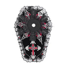 DEVIL FASHION Women's Gothic Cross Lace Edge Coffin-shaped Brooch Badge Holde
