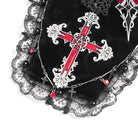 DEVIL FASHION Women's Gothic Cross Lace Edge Coffin-shaped Brooch Badge Holde