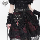 DEVIL FASHION Women's Gothic Cross Lace Edge Coffin-shaped Brooch Badge Holde