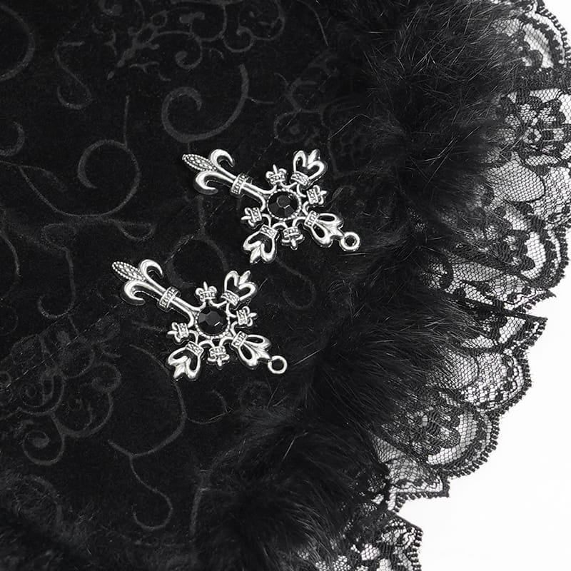 DEVIL FASHION Women's Gothic Cross Lace-Trimmed Velvet Neckwear