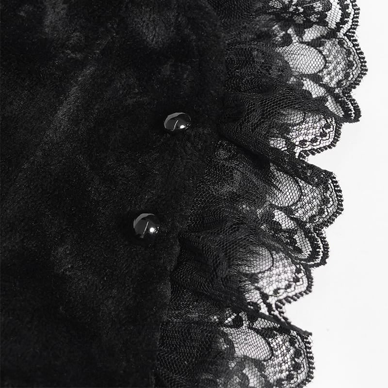 DEVIL FASHION Women's Gothic Cross Lace-Trimmed Velvet Neckwear