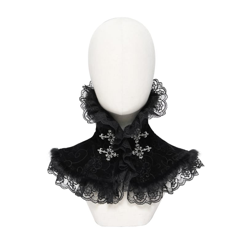 DEVIL FASHION Women's Gothic Cross Lace-Trimmed Velvet Neckwear