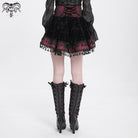 DEVIL FASHION Women's Gothic Cross Tassel Velvet Skirt Red