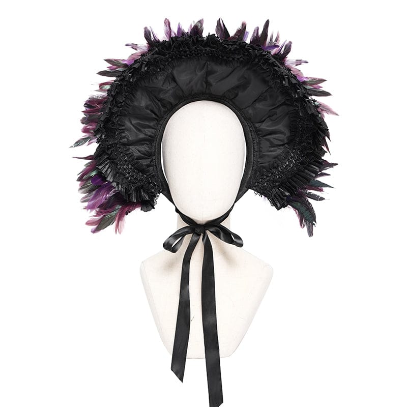 DEVIL FASHION Women's Gothic Decal Feather Hat