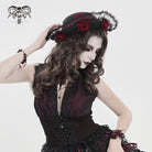 DEVIL FASHION Women's Gothic Decal Lace Rose Hat