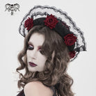 DEVIL FASHION Women's Gothic Decal Lace Rose Hat