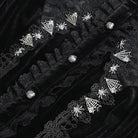 DEVIL FASHION Women's Gothic Embroidered Ruffled Stand Collar Long Sleeve Shirt Black