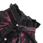 DEVIL FASHION Women's Gothic Embroidered Ruffled Stand Collar Long Sleeve Shirt Red