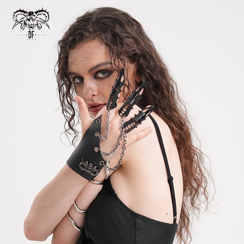 DEVIL FASHION Women's Gothic Eyelets Chains Bracelet