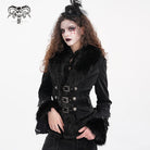 DEVIL FASHION Women's Gothic Faux Fur Bucket-up Chain Jacket