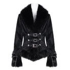 DEVIL FASHION Women's Gothic Faux Fur Bucket-up Chain Jacket