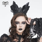 DEVIL FASHION Women's Gothic Feather Cross Metal Headwear