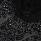 DEVIL FASHION Women's Gothic Floral Beaded Tassel Trim Ruched Long Skirt