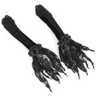 DEVIL FASHION Women's Gothic Floral Beaded Velvet Gloves