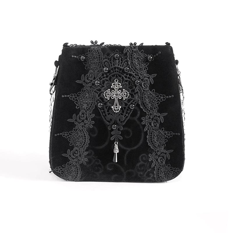 DEVIL FASHION Women's Gothic Floral Embroidered Beaded Bag