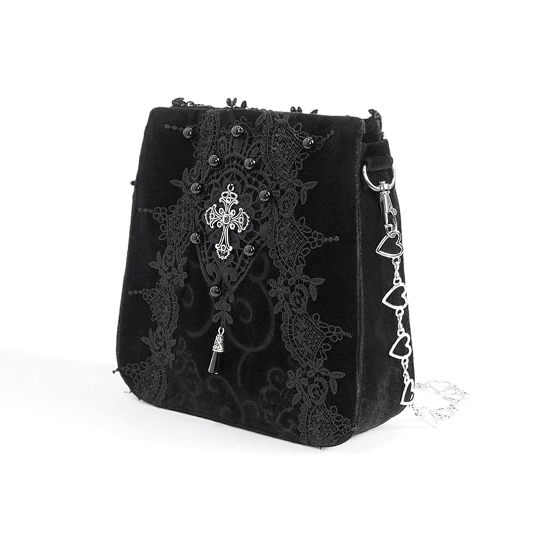 DEVIL FASHION Women's Gothic Floral Embroidered Beaded Bag