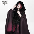 DEVIL FASHION Women's Gothic Floral Embroidered Gradient Hooded Cloak